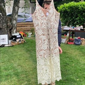 Dress the Population White lace jumpsuits